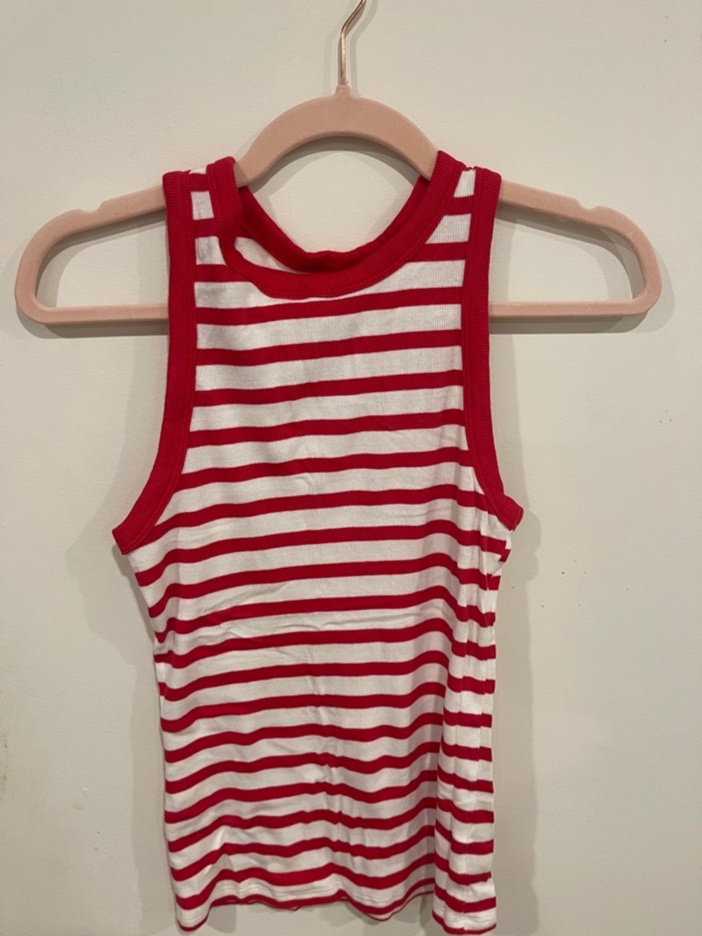 a new day Red & White Striped Ribbed Tank Top